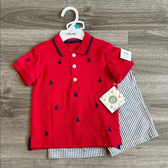NEW Little Me baby boys polo short set - Picture 1 of 4